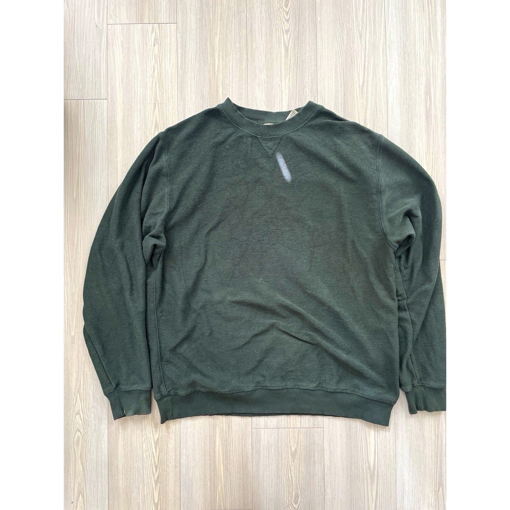 L.L.Bean Men's Green Thermal Cotton Crewneck Knit Pullover Size M Fall Casual
